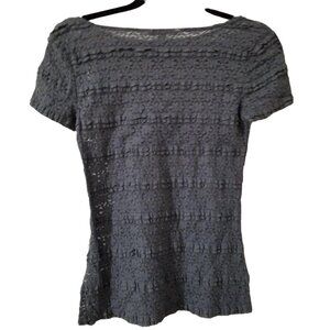 Banana Republic XS Gray Lace Short-Sleeve Textured Womens Top